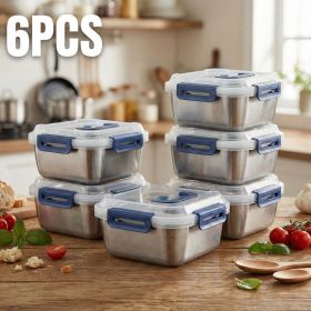 Yakimoto 2/4/6/8/10 PCS Extra-Large Stainless Steel Food Storage Containers With Blue Lids - Deep Design, Airtight Seal, Perfect For Refrigerator Orga (Quantity: 6PCS)