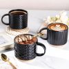 12OZ Stackable Coffee Mugs, Ceramic Coffee Mugs with Texture Patterns for Man,Woman,Dad,Mom