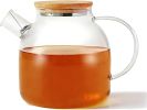 Glass Teapot with Spout Infuser 1000ml/33oz Glass Kettle Glass Pitcher Teapot for Loose Leaf Tea & Blooming Tea, Stovetop & Microwave Safe